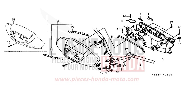 ROHRGRIFF/GRIFFABDECKUNG von CB1300 Super Bold'or ABS RADIANT RED METALLIC (R218) von 1997